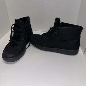 EILEEN FISHER Women’s Game 2 Black Nubuck Suede Leather Lace High Top Sneaker 9